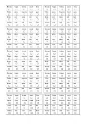 English Worksheet: Verb bingo