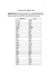 English Worksheet: Irregular verbs