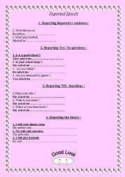 English worksheet: Reported Speech