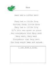 English Worksheet: frog song