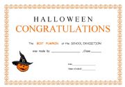 English worksheet: Halloween award