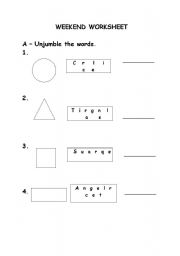 English worksheet: Shapes & Family Members