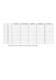 English Worksheet: Game using vocabulary