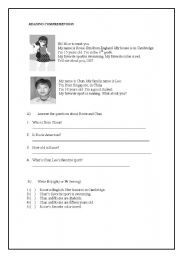 English worksheet: Reading Comprehension