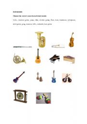 English Worksheet: instruments