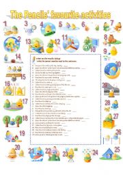 English Worksheet: The Pencils favourite activities