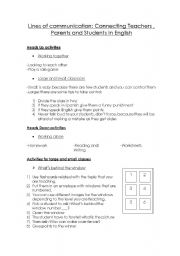 English worksheet: Lines of communication: Connecting Teachers , Parents and Students in English