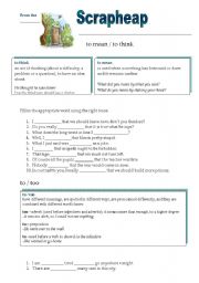 English Worksheet: From the Scrapheap (mean/think, as/like, first/at first/ not...until, of/by)