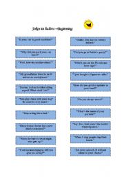 English Worksheet: 20 jokes in halves