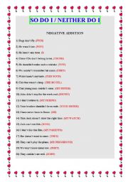 English Worksheet: SO DO I/NEITHER DO I........second edition