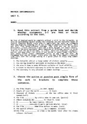 English worksheet: Matrix intermediate unit3