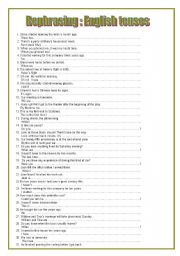 English Worksheet:  Rephrasing : English tenses