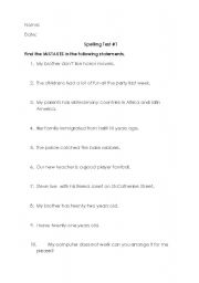 English Worksheet: Spelling 