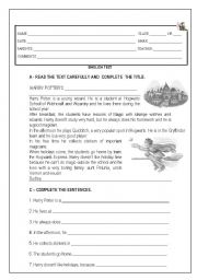 English Worksheet: Harry Potters daily routine