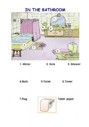 English Worksheet: IN THE BATHROOM -  FURNITURE