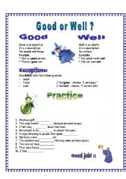 English Worksheet: Good or Well