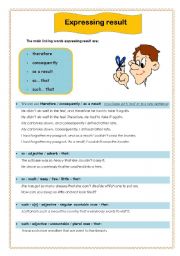 English Worksheet: Expressing result