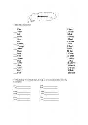 English worksheet: Homonyms 