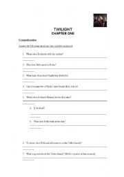 English Worksheet: Twilight Chapter One