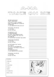 English Worksheet: take on me lyrics