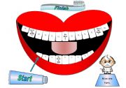 English Worksheet: Mouth with Teeth Gameboard - with cards and tokens (See my tongue twister cards that can be used with this game.)