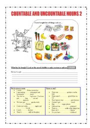 English Worksheet: Countable and uncountable nouns 2