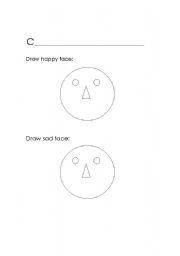 English worksheet: Sad and happy face 