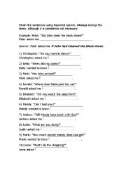 English Worksheet: Reported speech quiz