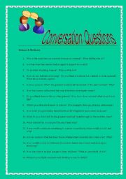English Worksheet: Conversation Questions