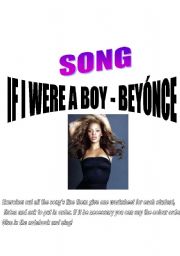 English Worksheet: Song If I were a boy