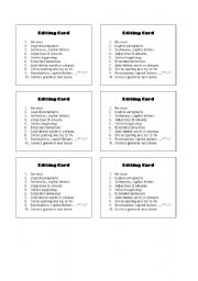English Worksheet: Editing Cards