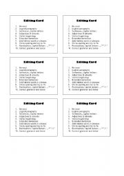 English worksheet: Editing Cards