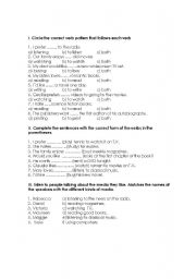 English worksheet: infinitive ing to 