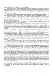 English Worksheet: aspect