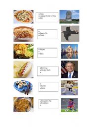 English worksheet: food + clue + country