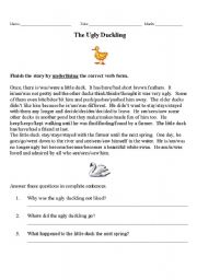 English Worksheet: The Ugly Duckling