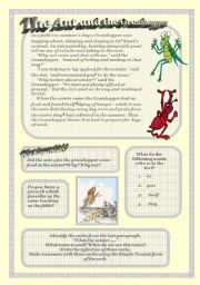 English Worksheet: The ant and the grasshopper