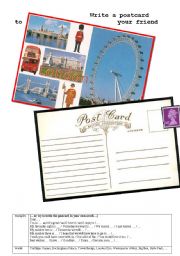 English Worksheet: Write a postcard from London