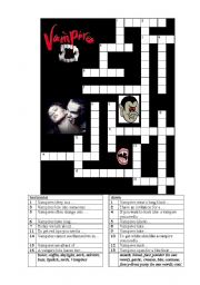 English worksheet: Vampire crossword puzzle
