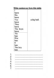 English Worksheet: Verb to have