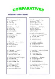 English worksheet: Comparatives