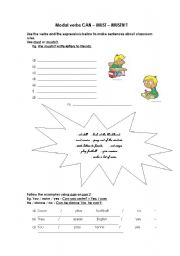 English worksheet: Can / Must