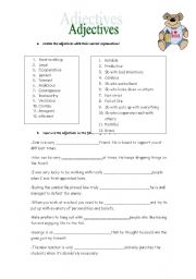 English worksheet: adjectives