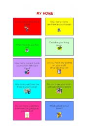 English Worksheet: My home: speaking cards