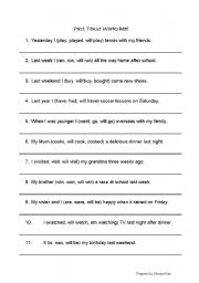English Worksheet: Past and present tense practice