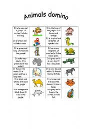 English Worksheet: Animals domino game