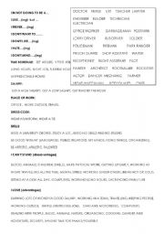 English Worksheet: Jobs, going to, likes and dislikes