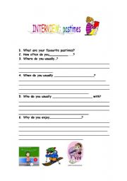 English worksheet: PASTIMES