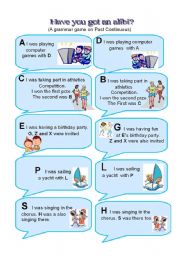 English Worksheet: Have you got an aliby?