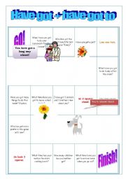 English Worksheet: Board game - Have got / Have got to